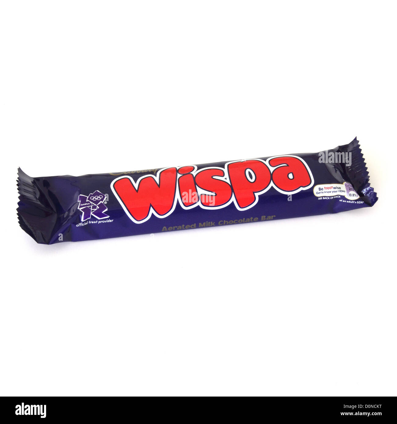 Cadbury's Wispa Bar sur fond blanc Banque D'Images