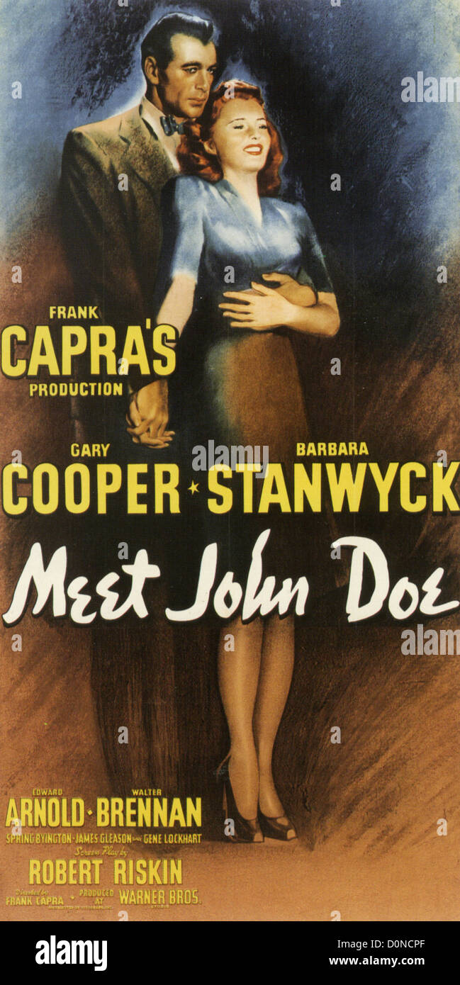 Rencontrez JOHN DOE Affiche pour 1941 Warner Bros film avec Gary Cooper et Barbara Stanwyck Banque D'Images