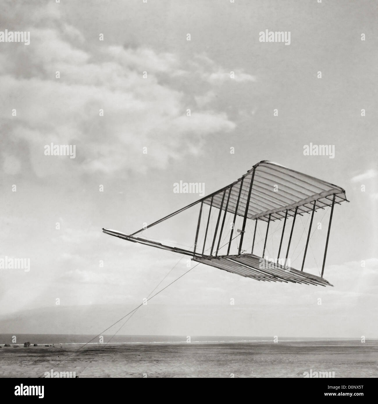 1900 Wright Glider utilisé comme un cerf-volant Banque D'Images