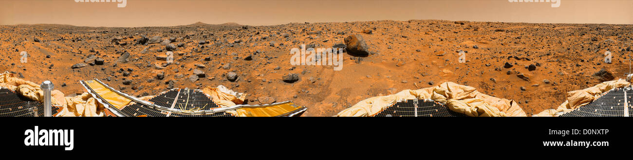Mars Panorama à 360 degrés, à partir de Mars Pathfinder Banque D'Images