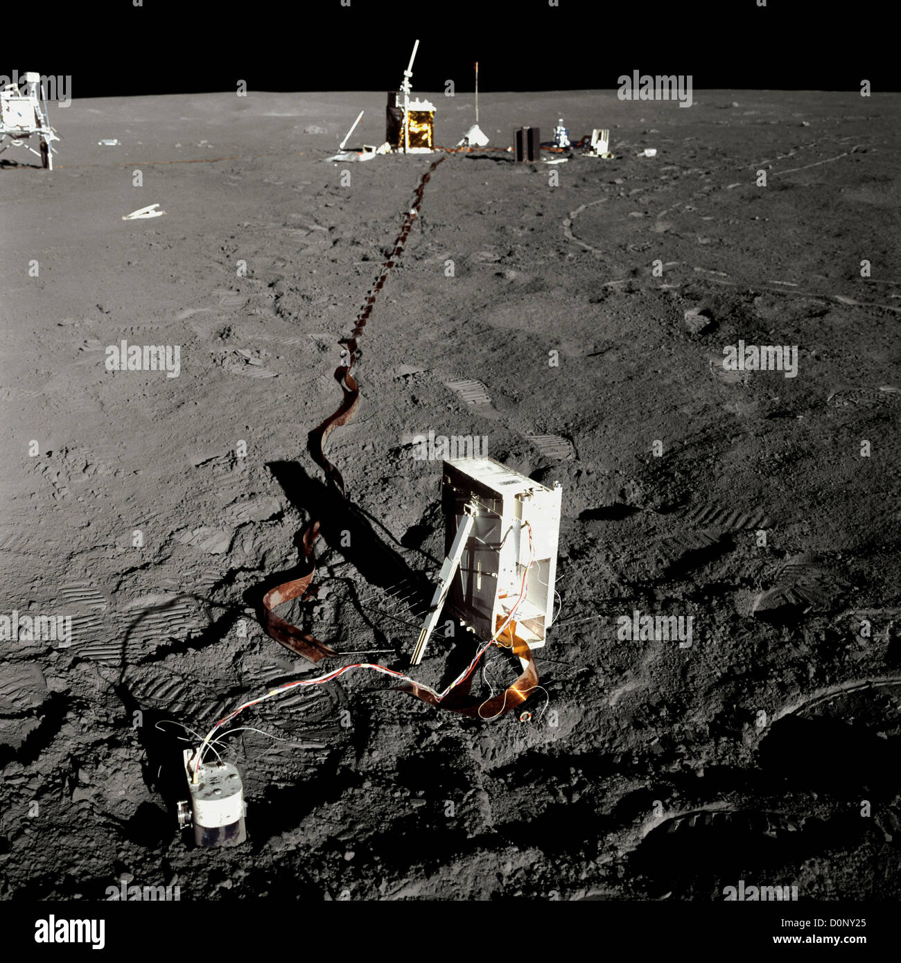 Le matériel scientifique au Apollo 14 Camp de Base Banque D'Images