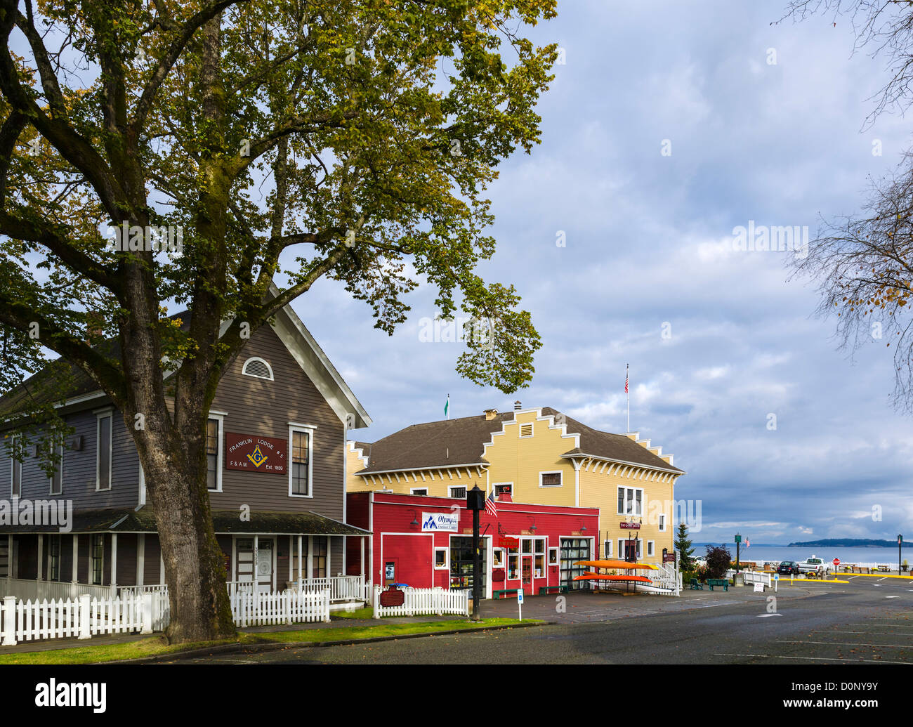Sw Rainier Avenue (ancienne rue principale), Port Gamble, la péninsule Olympique, Washington, USA Banque D'Images