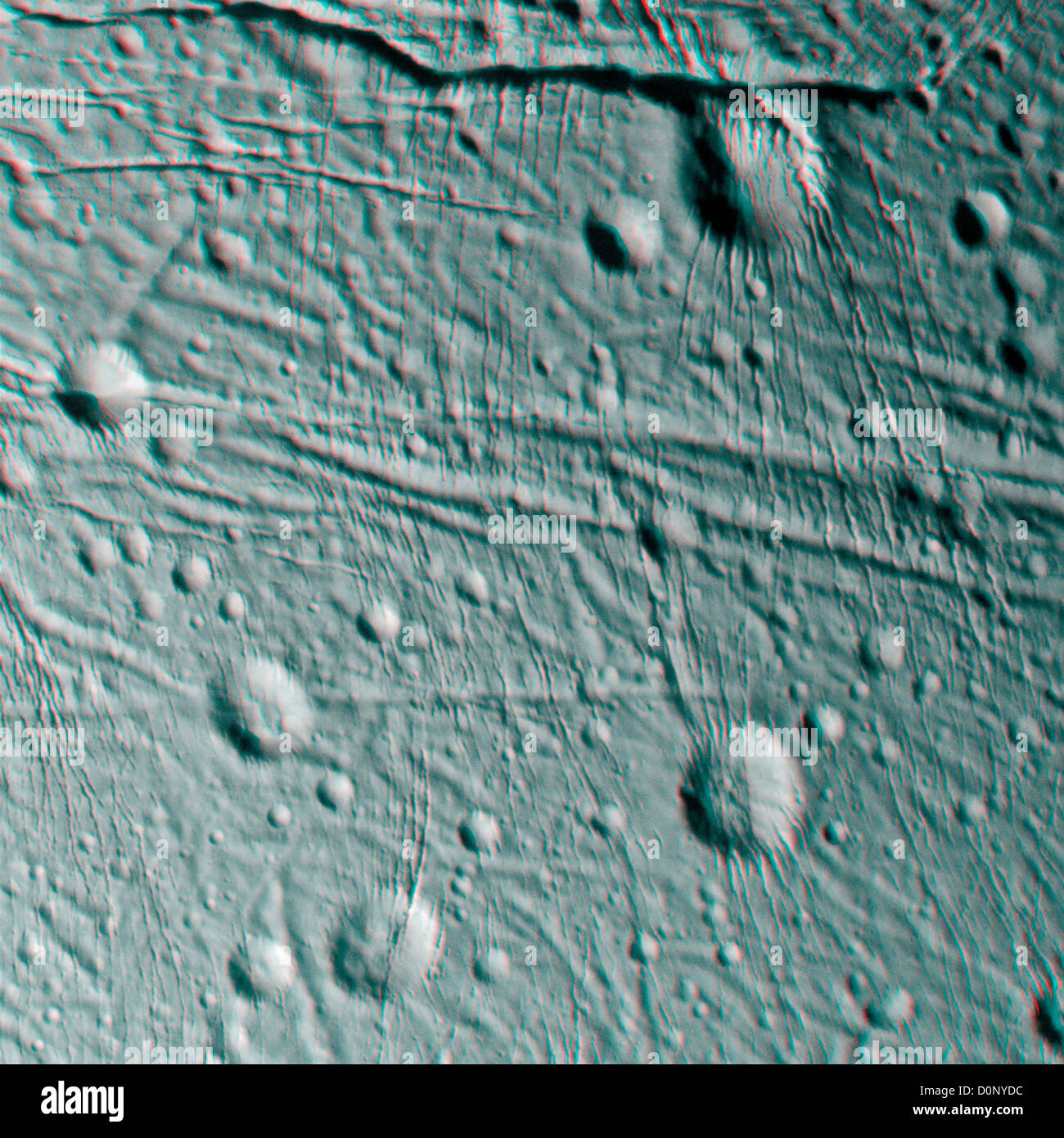 Image 3D D'Enceladus' cratères Banque D'Images