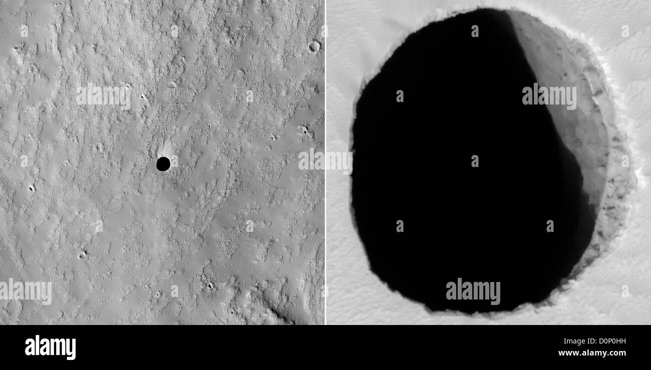 Un 'trou' dans Mars Banque D'Images