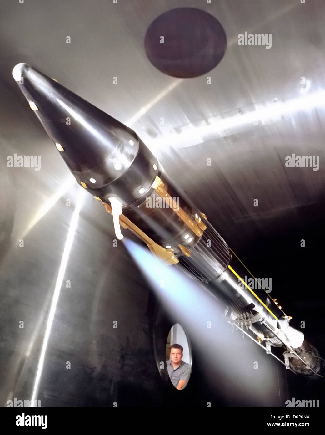 Modèle de la Fusée Centaur en soufflerie supersonique Banque D'Images