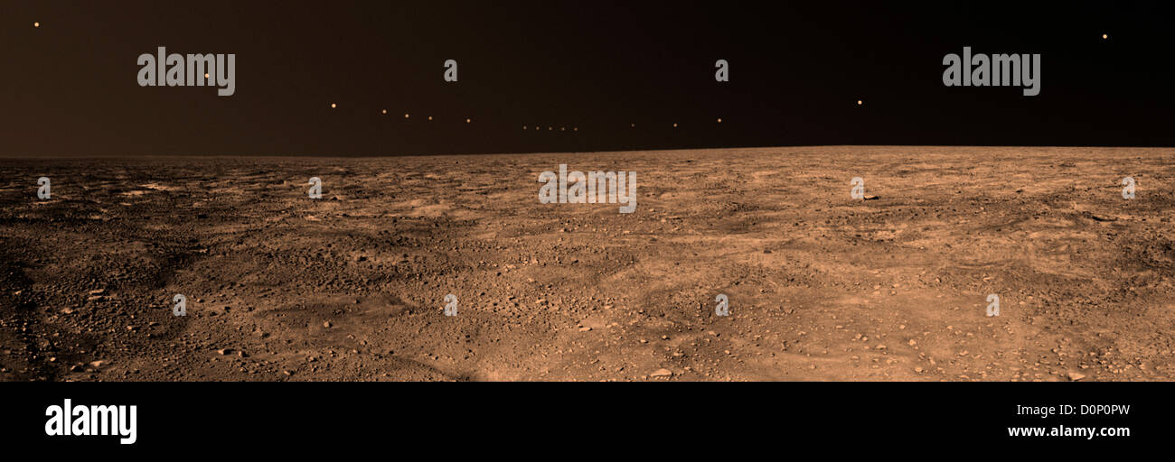 Panorama du Soleil de Minuit martien Banque D'Images