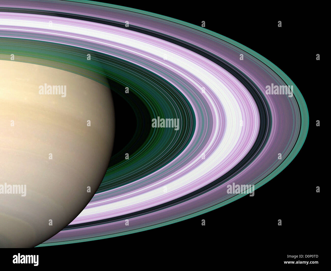 Occultation Radio, compromettant l'Anneau de Saturne vue par Cassini Banque D'Images