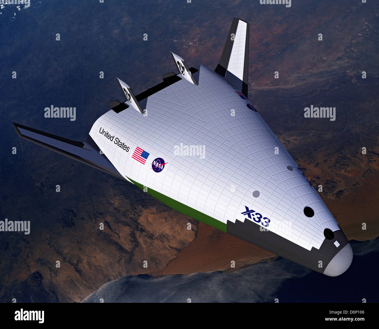 Une interprétation de l'artiste X-33 aéronefs conçus démontrer la technologie nécessaire à une phase de pleine échelle-à-orbite lancement Banque D'Images