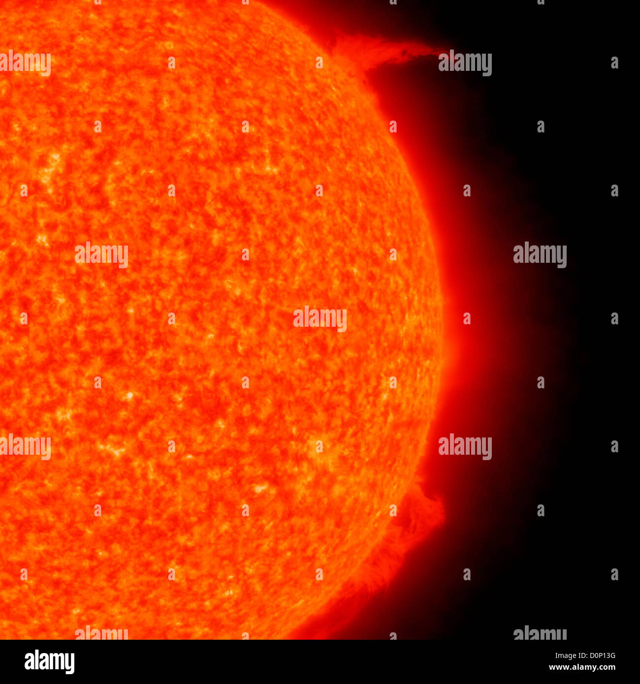 Les protubérances solaires vu sur Sun membre Observatoire des relations Soleil-Terre (stéréo) de l'avant les vaisseaux spatiaux en ultraviolet extrême Banque D'Images