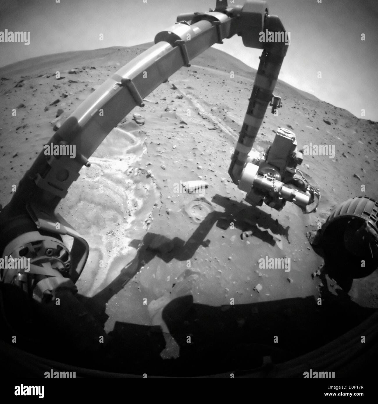 Examinant le sol de Mars Banque D'Images