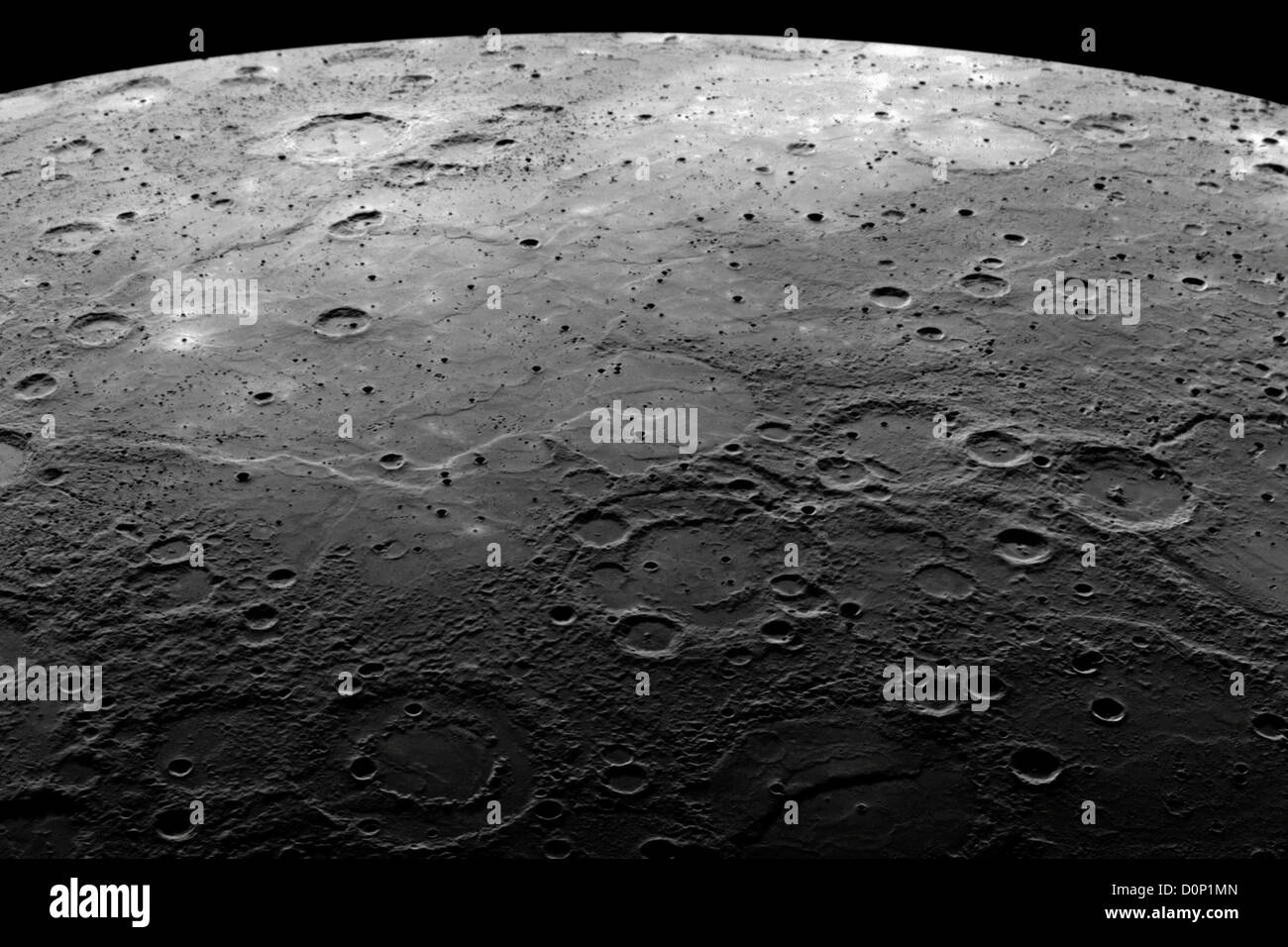 Cratères sur Mercure lissée Banque D'Images