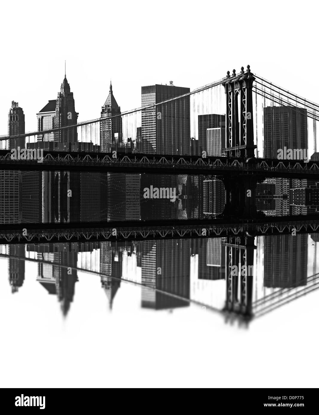 Pont de brooklyn new york city noir et blanc Banque d'images noir et ...