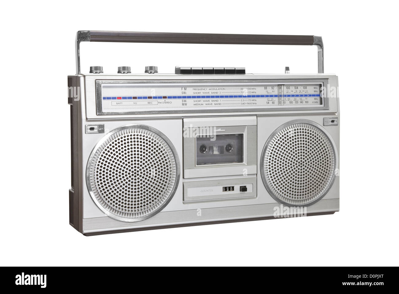 Vintage stéréo portable blaster boom box with clipping path. Banque D'Images