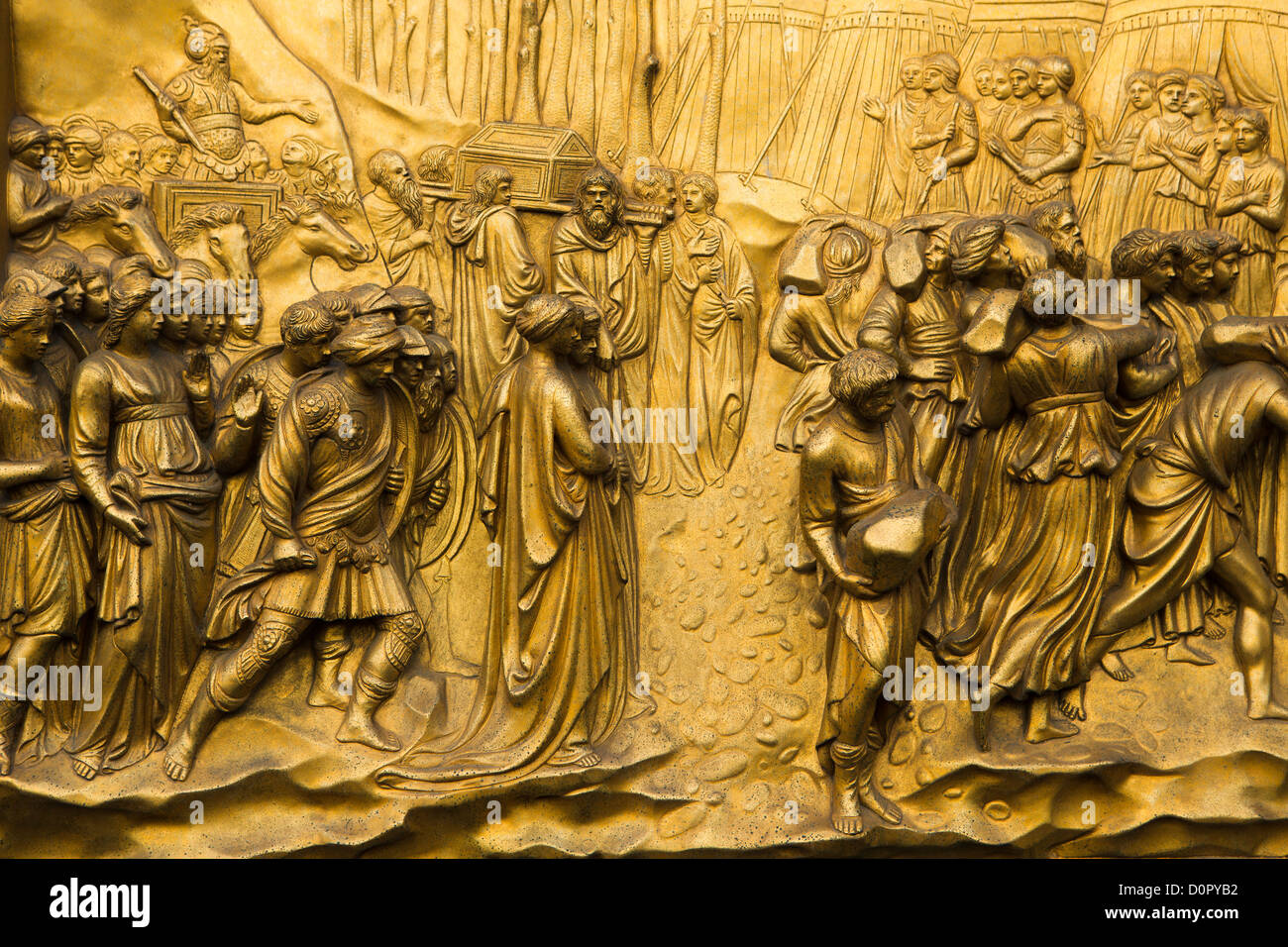 Portes en bronze pour le Baptistère, la Piazza del Duomo, Florence, Italie Banque D'Images