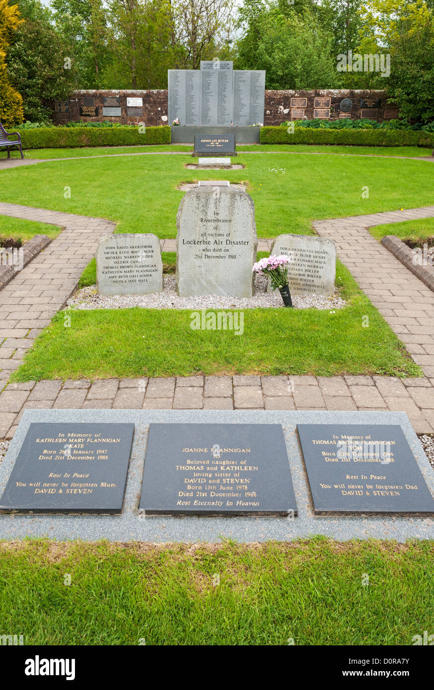 L'Écosse, Lockerbie, jardin de souvenir aux victimes de la catastrophe aérienne de 1988, l'attentat terroriste du vol 103 de la Pan Am Banque D'Images