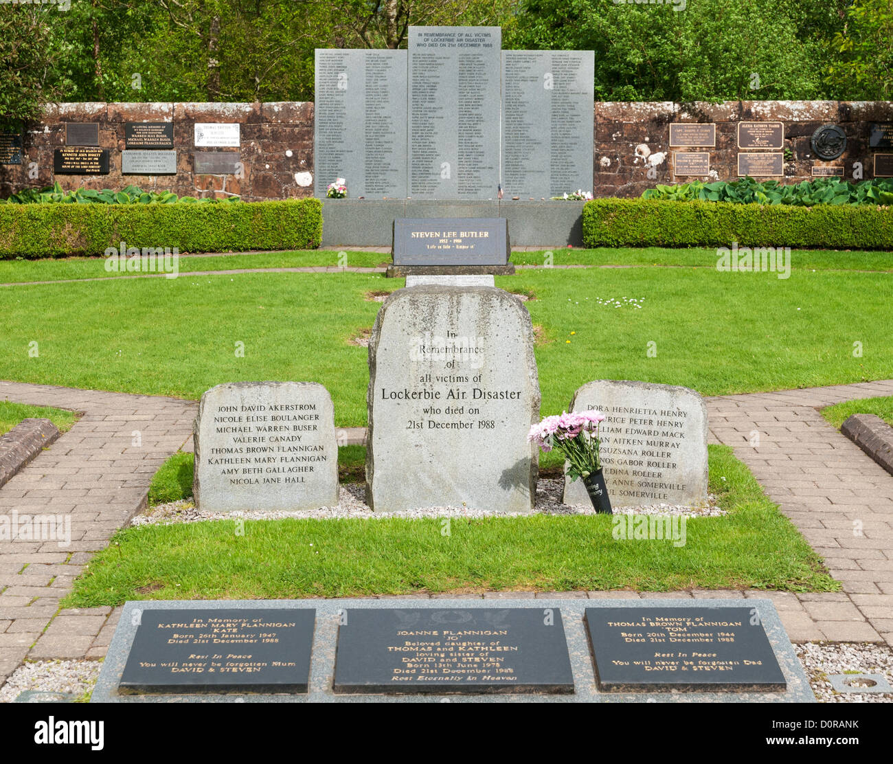 L'Écosse, Lockerbie, jardin de souvenir aux victimes de la catastrophe aérienne de 1988, l'attentat terroriste du vol 103 de la Pan Am Banque D'Images