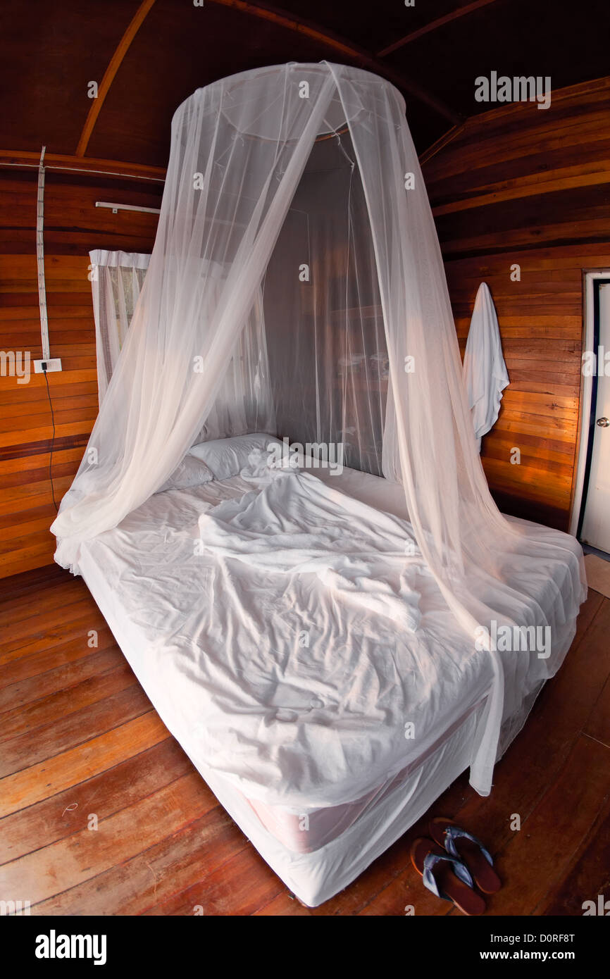 L'intérieur bungalow bois et moustiquaire en Malaisie, Asie Photo Stock -  Alamy