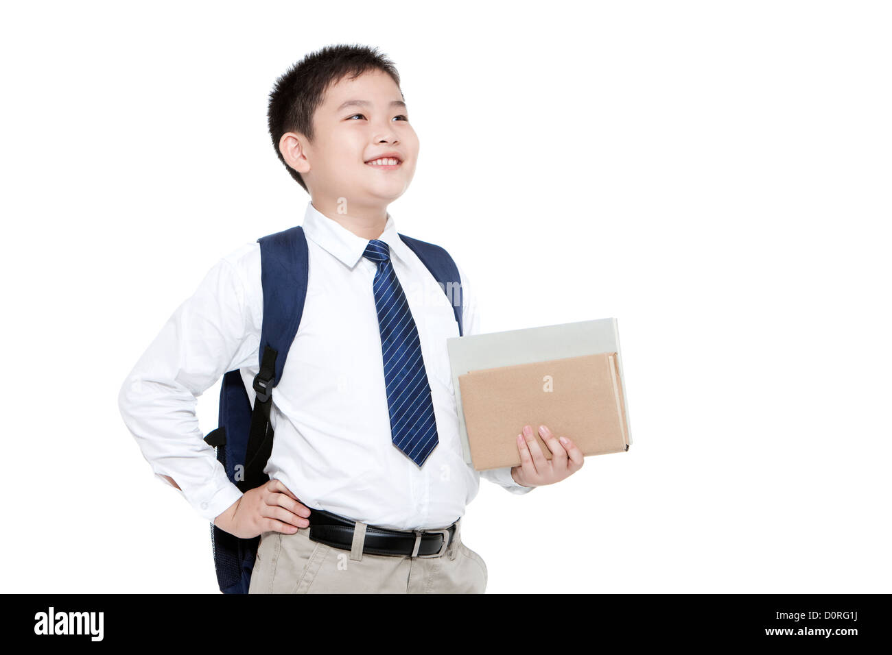 Portrait of smiling businesswoman with books Banque D'Images