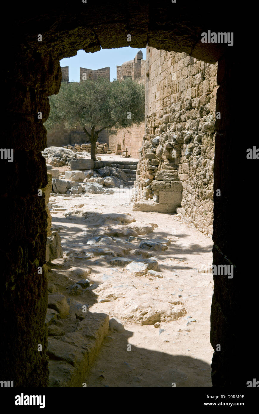 Ancienne Acropole de Lindos rhodes Dodécanèse Grèce Banque D'Images