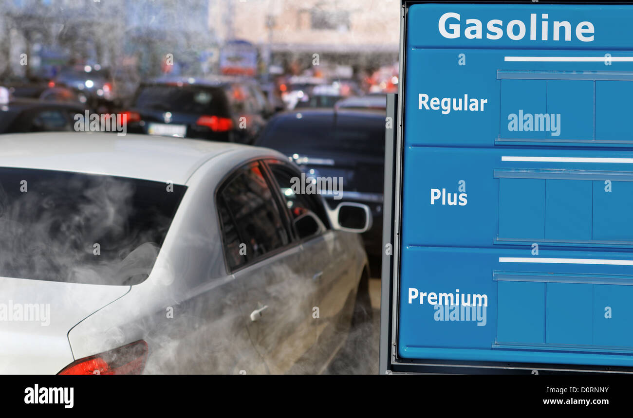 La pollution de l'environnement en voiture de gaz combustible Banque D'Images
