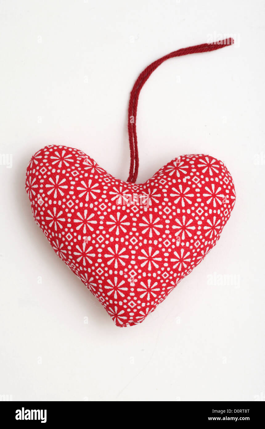 Coton en forme de coeur de décorations de Noël. Banque D'Images