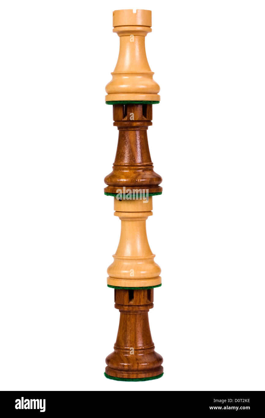 Close-up d'une pile de pièces d'échecs tour Banque D'Images