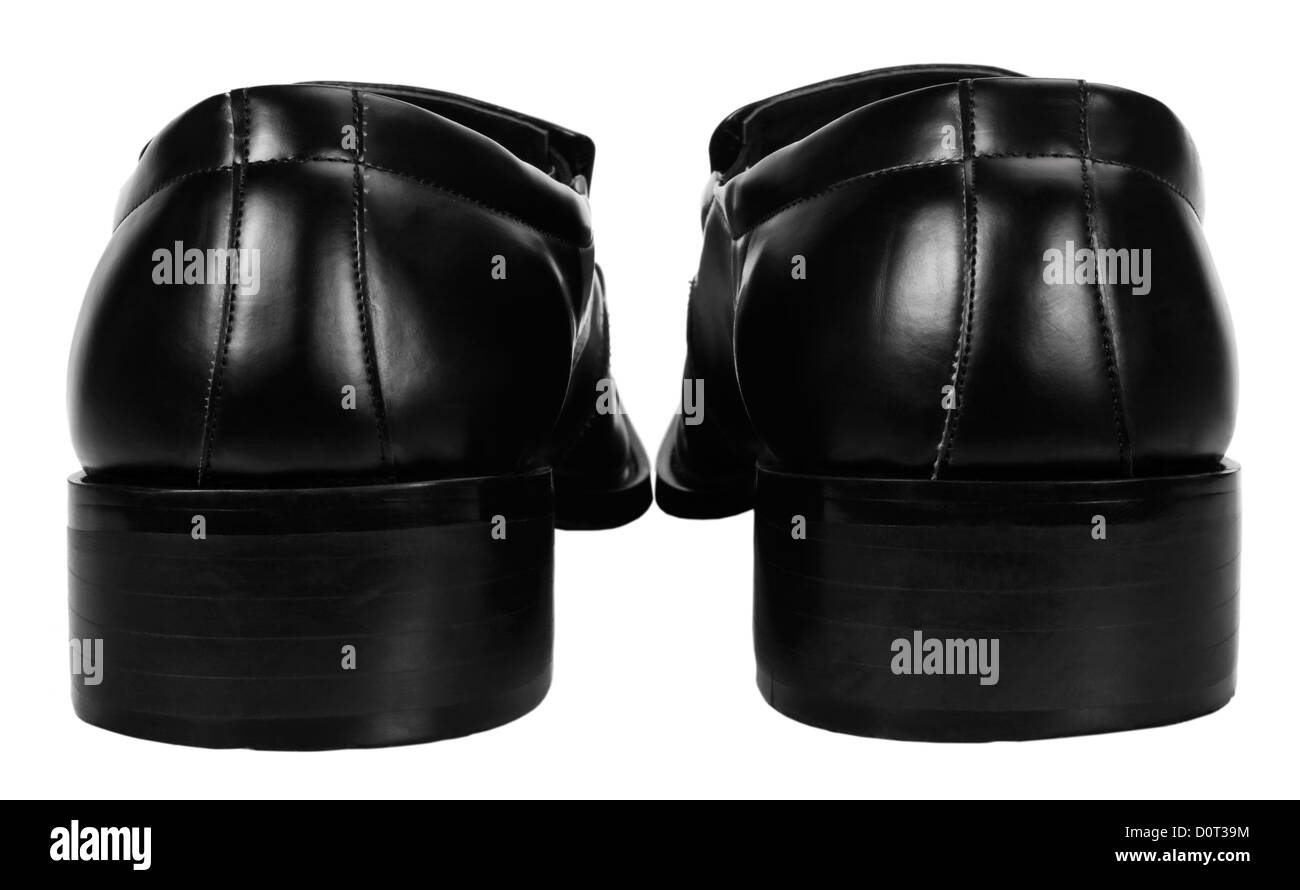 Close-up d'une paire de chaussures en cuir noir Banque D'Images