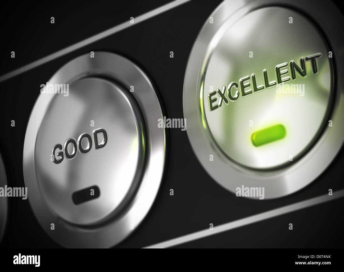 Excellent appui bouton avec la lumière d'une led verte, il y a également une bonne taille de bouton, symbole d'excellence Banque D'Images