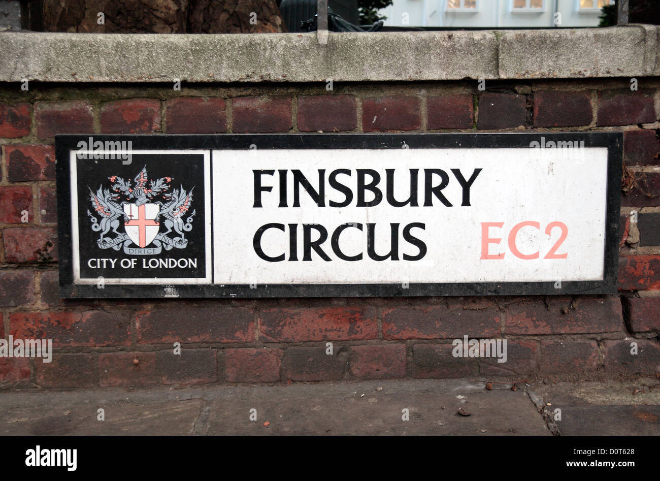 Plaque de rue de cirque Finsbury, London EC2. Banque D'Images