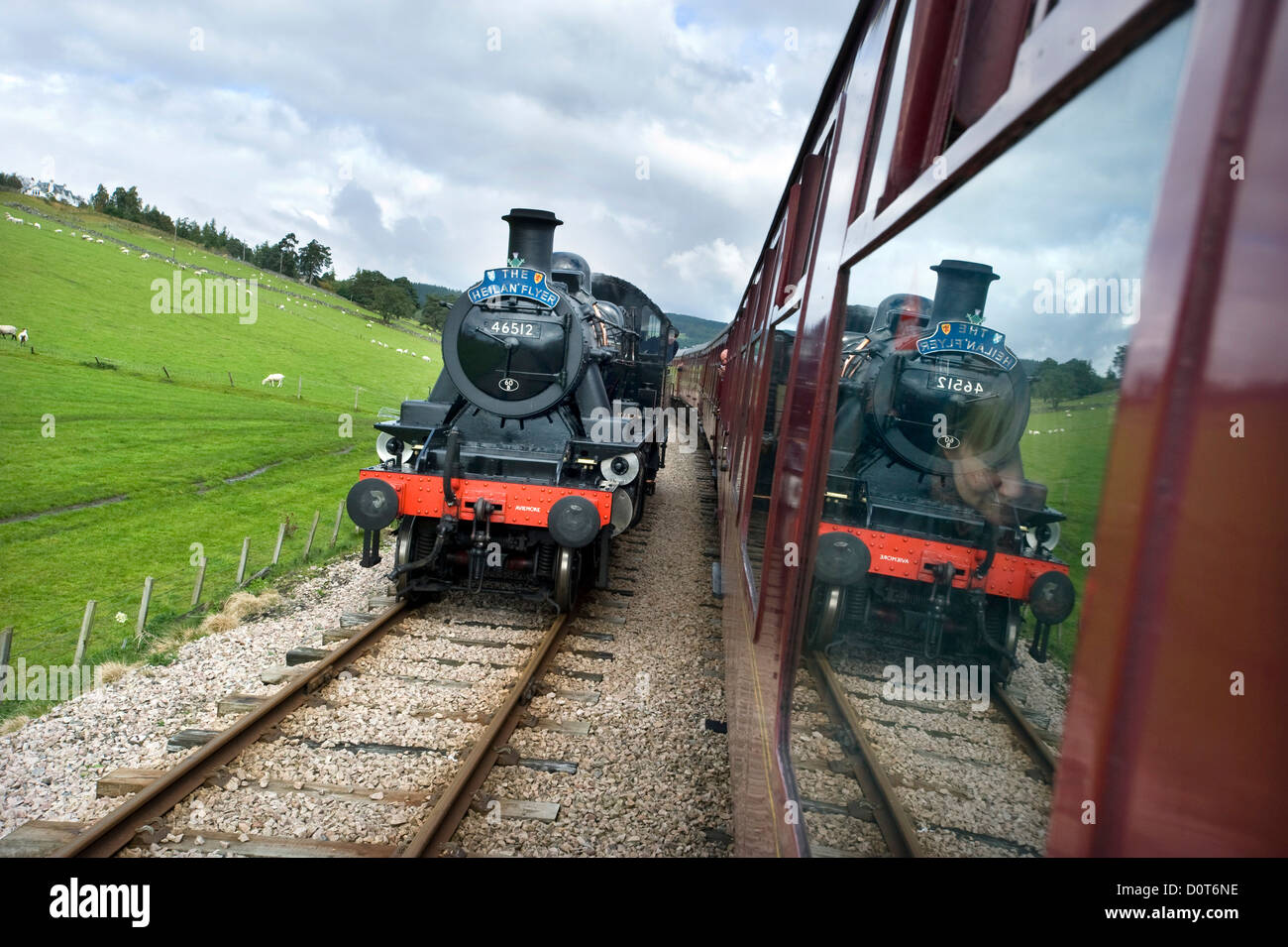 Un moteur à vapeur sur le Strathspey Railway, une ligne du patrimoine conservé dans les Highlands écossais Banque D'Images