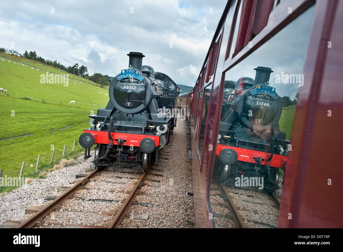 Un moteur à vapeur sur le Strathspey Railway, une ligne du patrimoine conservé dans les Highlands écossais Banque D'Images