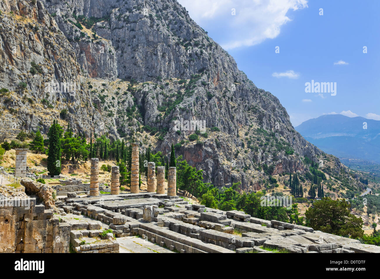 Ruines du temple d'Apollon à Delphes, Grèce Banque D'Images