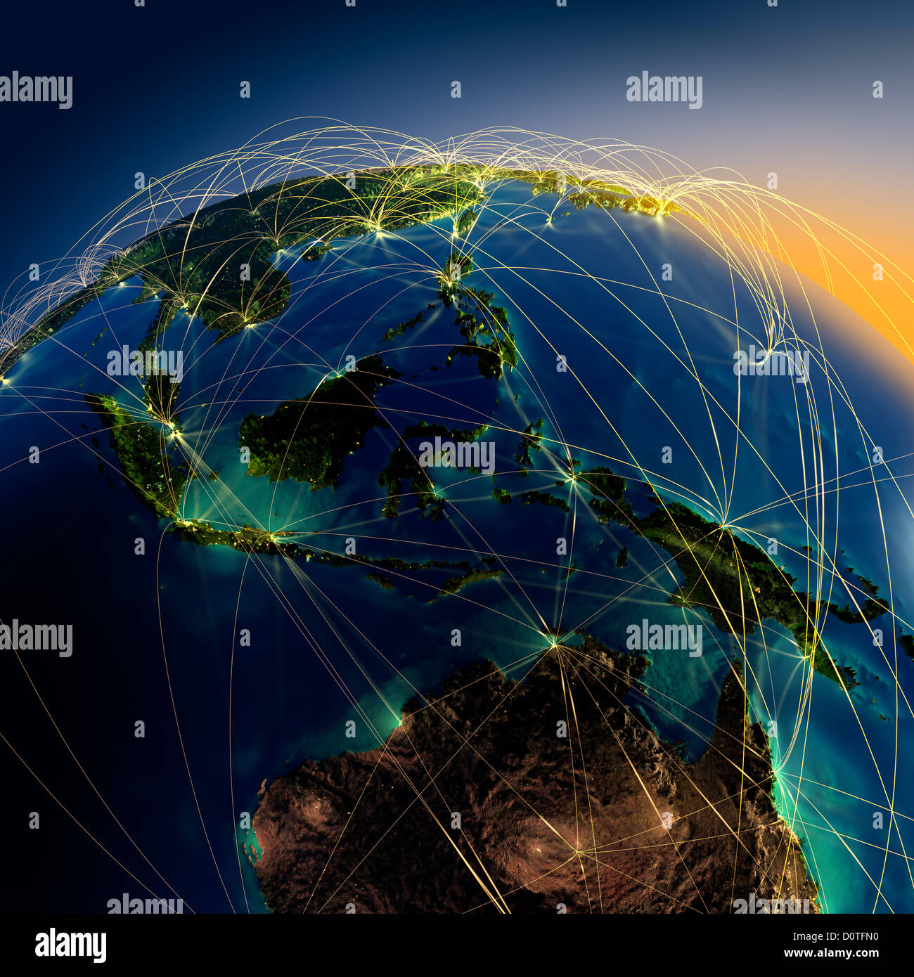 Les routes aériennes principales en Australie et Océanie Banque D'Images