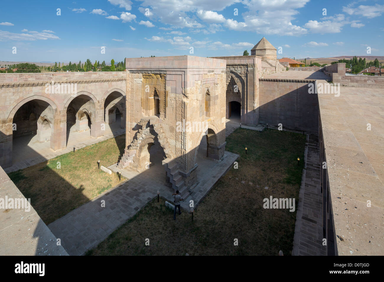 Vue sur la cour, Sultan Han, Palas, Sivas, Turquie Kayseri Road Banque D'Images