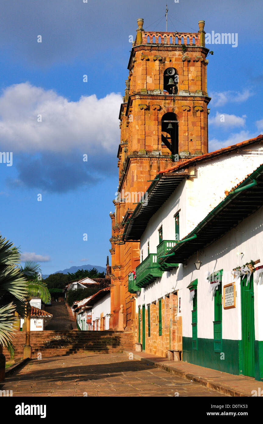 Temple, église, architecture coloniale,, colonial, Ville, Barichara, Colombie, Amérique du Sud Banque D'Images