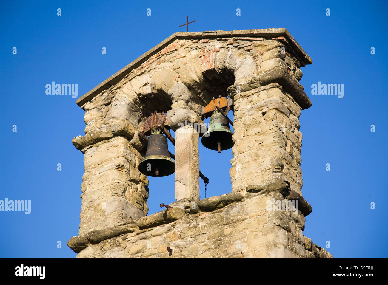 L'Europe, Italie, Toscane, Cortona, St Christopher, cloches de l'église Banque D'Images