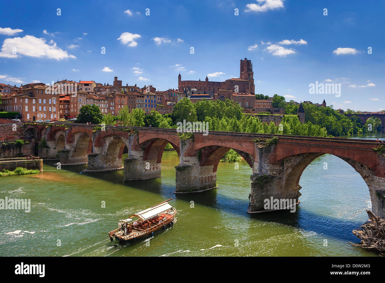 France, Europe, voyage, Albi, Sainte Cécile, Cathédrale, patrimoine mondial, pont, rivière, architecture, pont, brique, catholique, med Banque D'Images