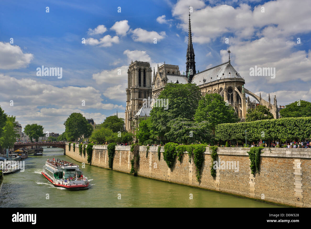 France, Europe, voyage, Paris, ville, Notre Dame, l'architecture, cathédrale, gothique, catholique, de l'histoire, de bateau, d'horizon, le tourisme, une Banque D'Images