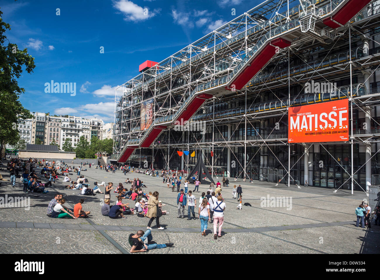 France, Europe, voyage, Paris, Ville, Centre Pompidou, centre,, l'architecture, l'art, de la construction, de l'escalator, loisirs, personnes, carré, Banque D'Images