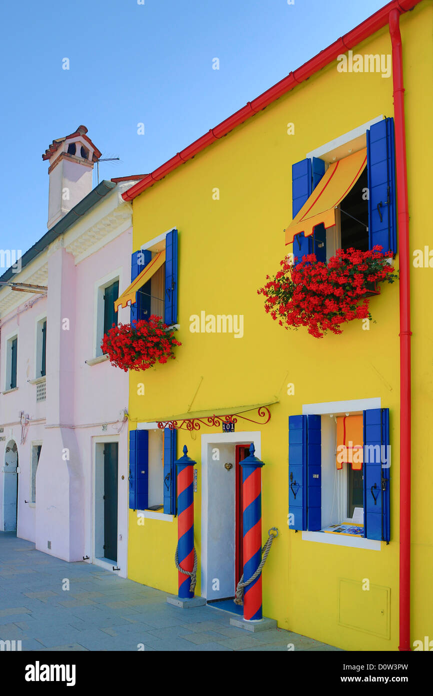 L'Italie, l'Europe, voyage, Burano, architecture, colorées, couleurs, tourisme, Venise Banque D'Images