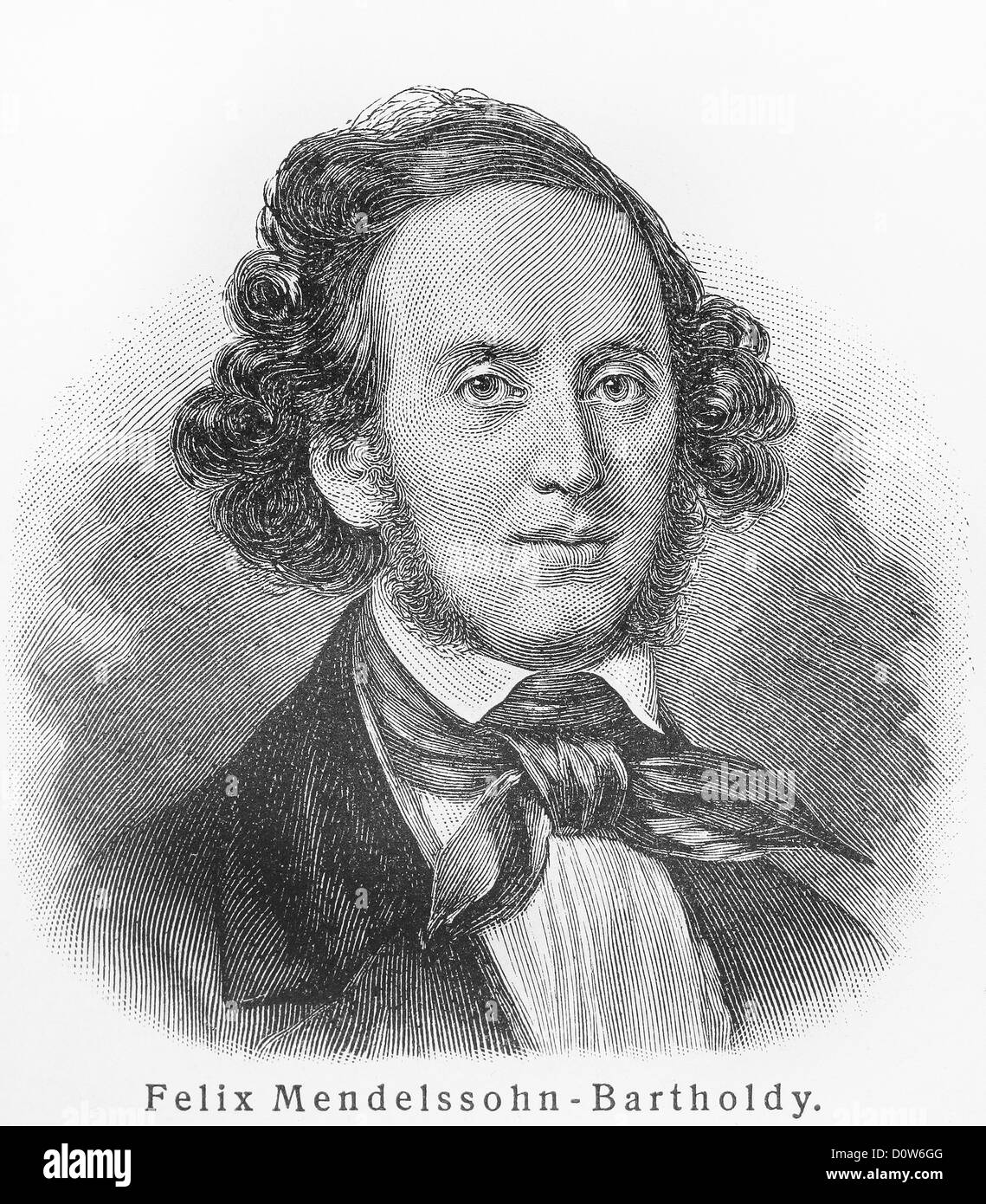 Dessin vintage Felix Mendelssohn Banque D'Images