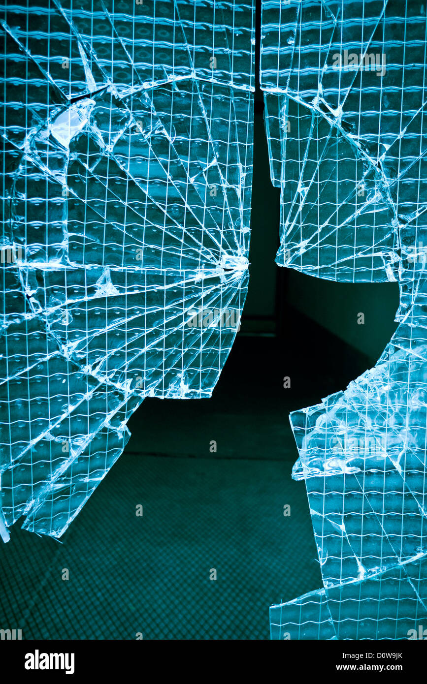Fenêtre en verre craquelé Banque D'Images