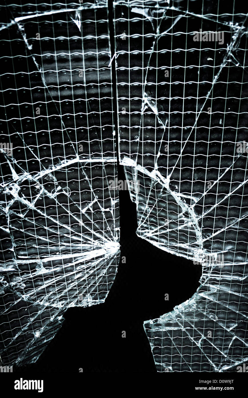 Fenêtre en verre craquelé Banque D'Images