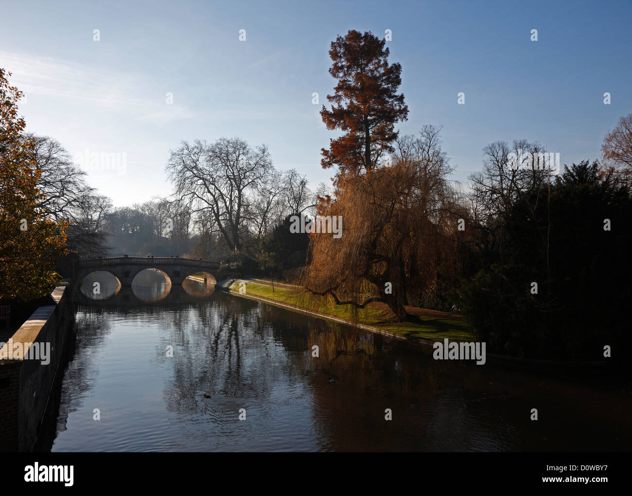 Clare College bridge over river came sur winters jour ville Angleterre Cambridge Banque D'Images