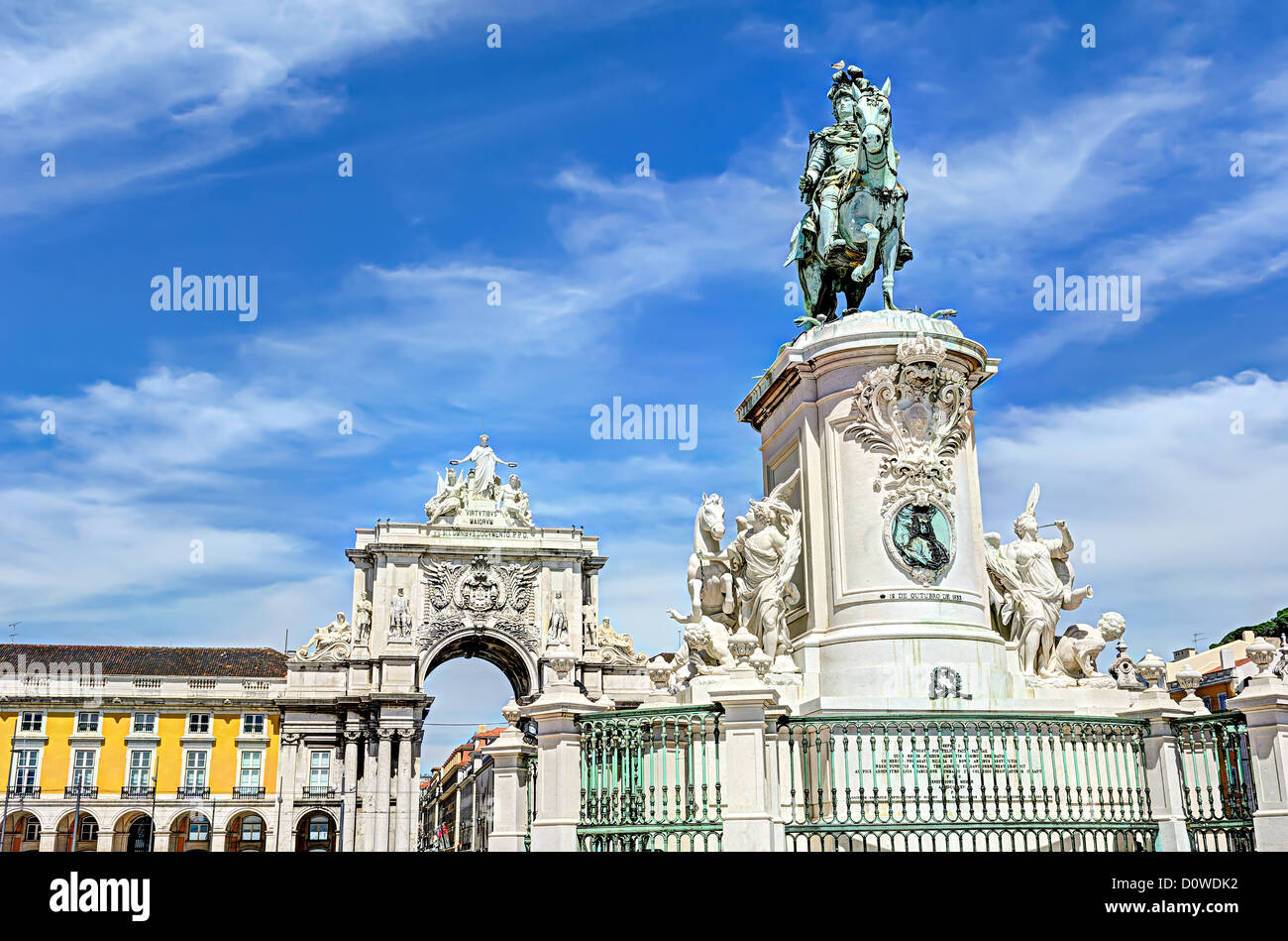 Statue du Roi Jose I à la place du Commerce (Praça do Comercio), Lisbonne, Portugal Banque D'Images