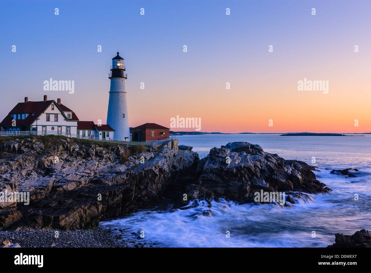 Portland Head Light est un phare historique de Cape Elizabeth, Maine Banque D'Images