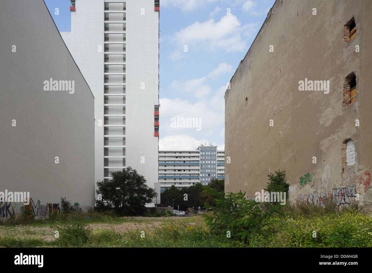 Berlin, Allemagne, terrain vacant entre Schuetzenstrasse et Krause à Berlin-Mitte Banque D'Images