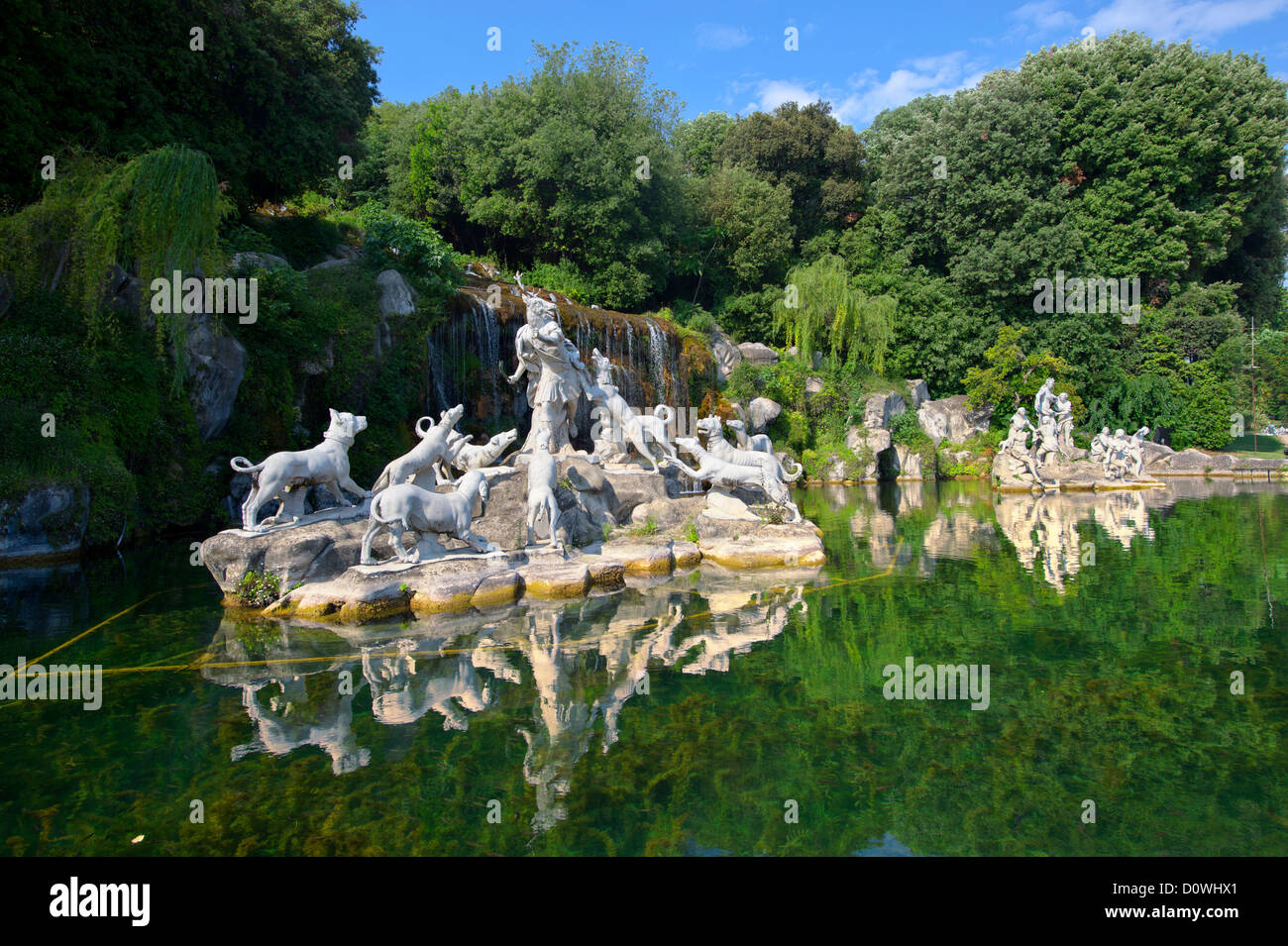 La Fontaine de Diane et Actéon au pied de la Grande cascade. Les rois de Naples Palais Royal de Caserte, Italie. Banque D'Images