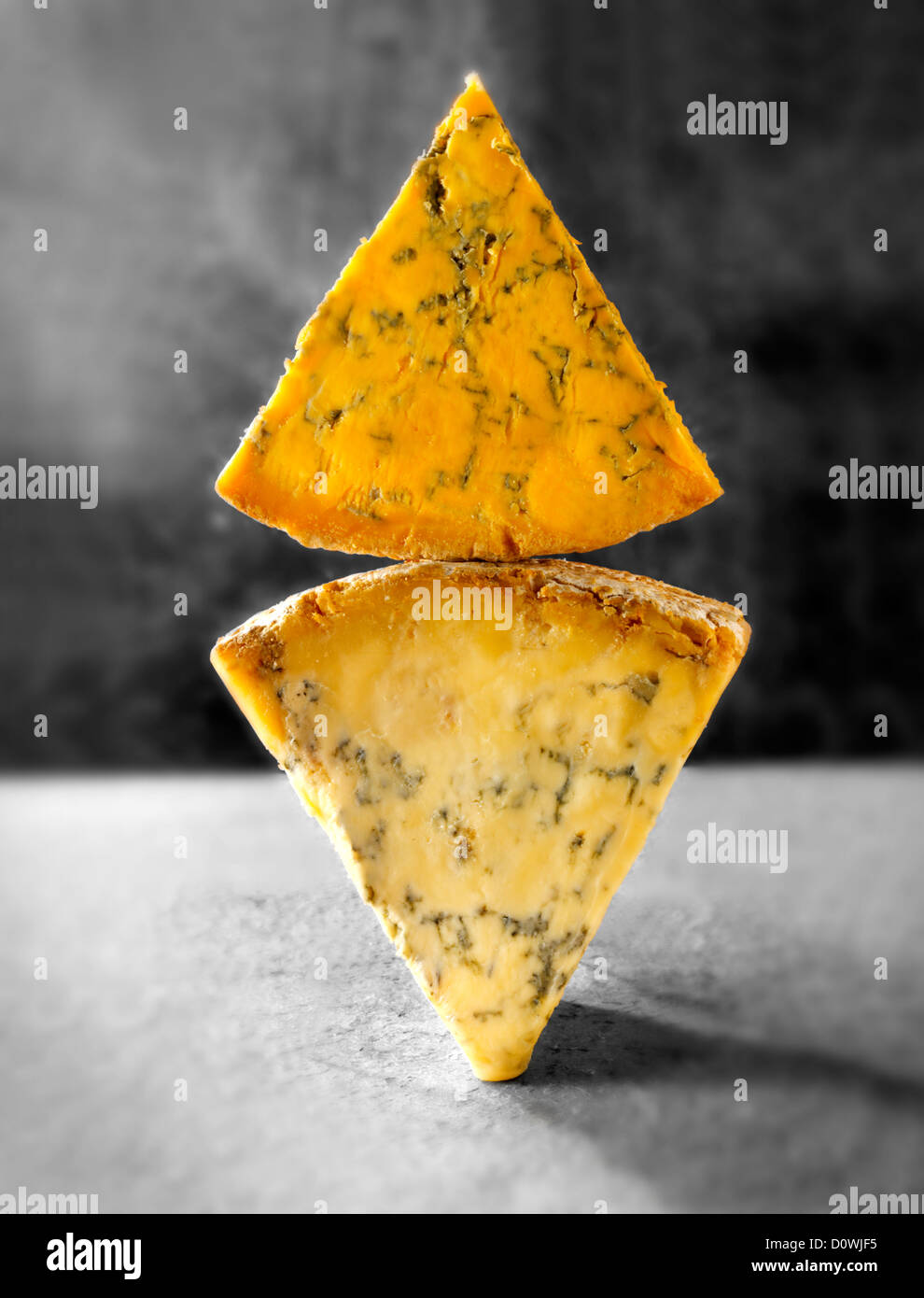 Portions de Fromage au bleu anglais - stilton stilton blanc, blacksticks amd Banque D'Images