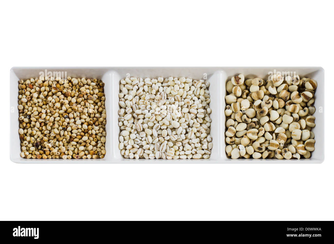 Les tears , l'orge et le millet blanc sur les grains Banque D'Images